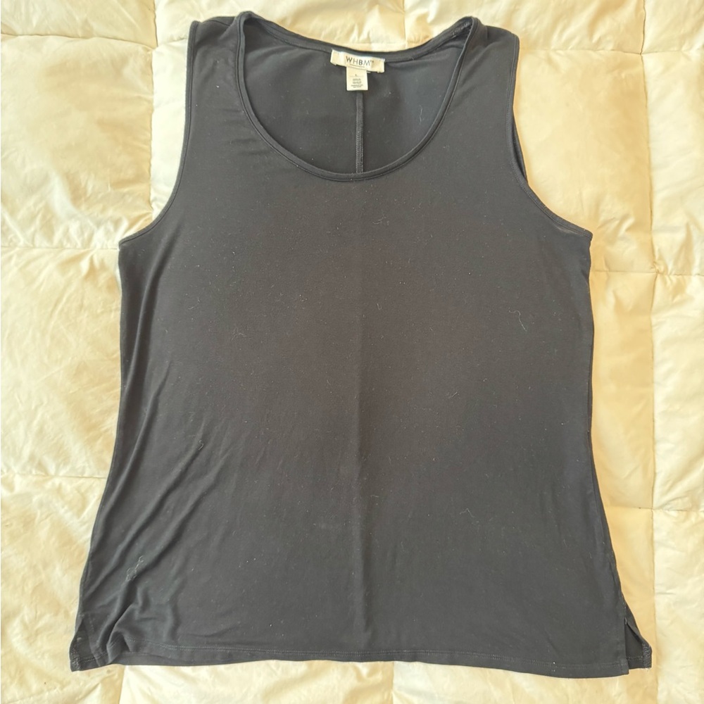 White House Black Market Black Sleeveless Tank Top with Scoop Neck